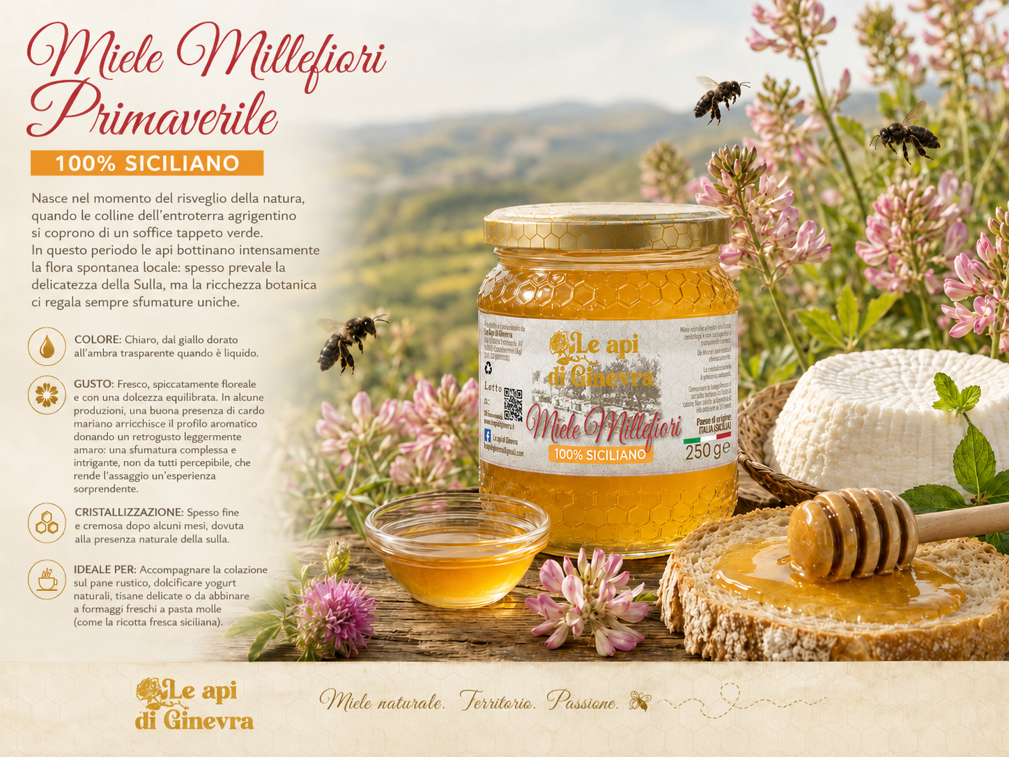 Miele Millefiori Siciliano Le Api di Ginevra