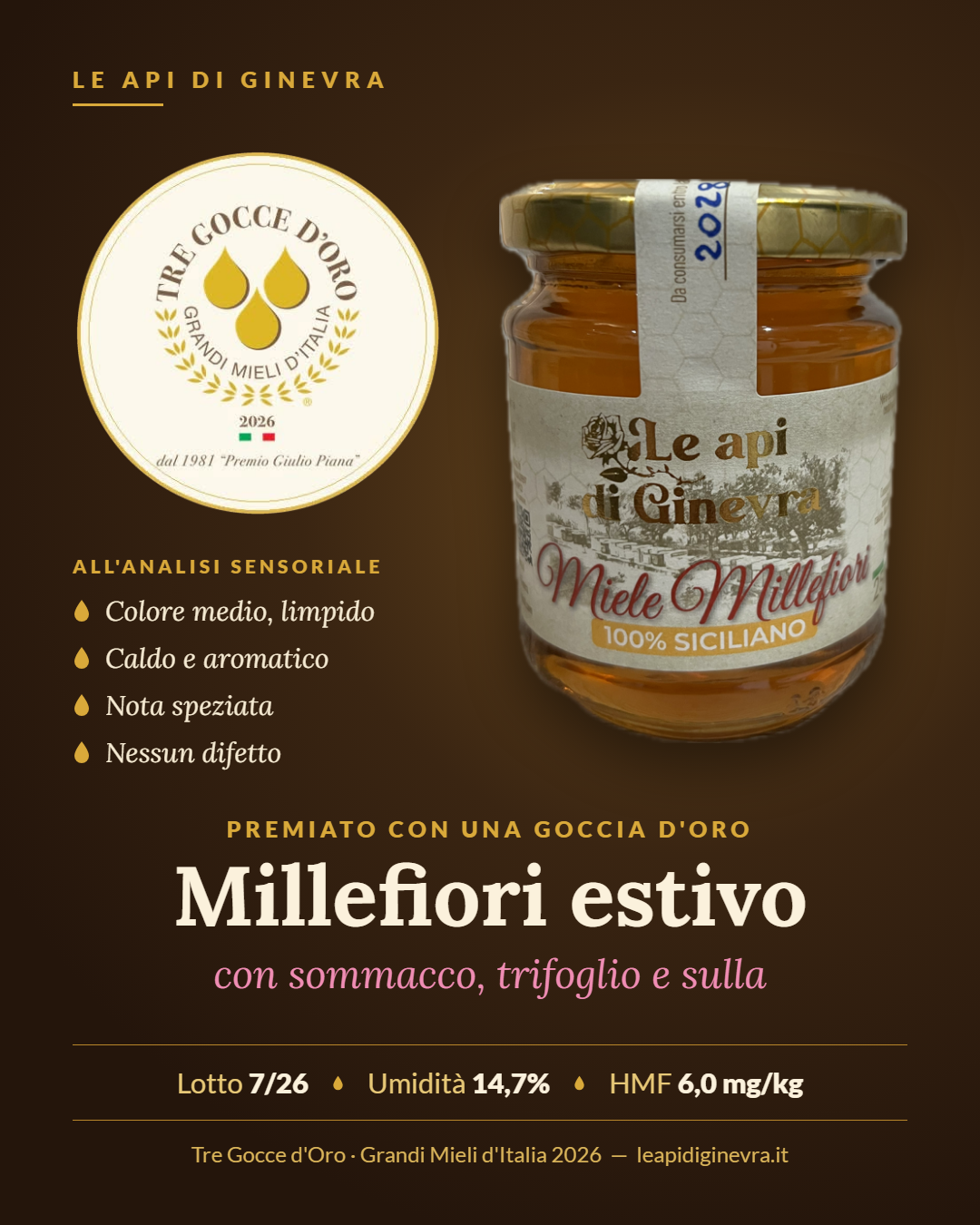 Millefiori siciliano estivo: cosa c'è nel miele premiato con una Goccia d'Oro 2026